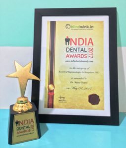 India Dental Award certificate 2017
